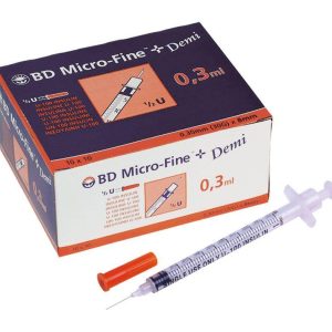 BD Microfine+ 0.3ml U100 Insulin Syringe 8mm 30G